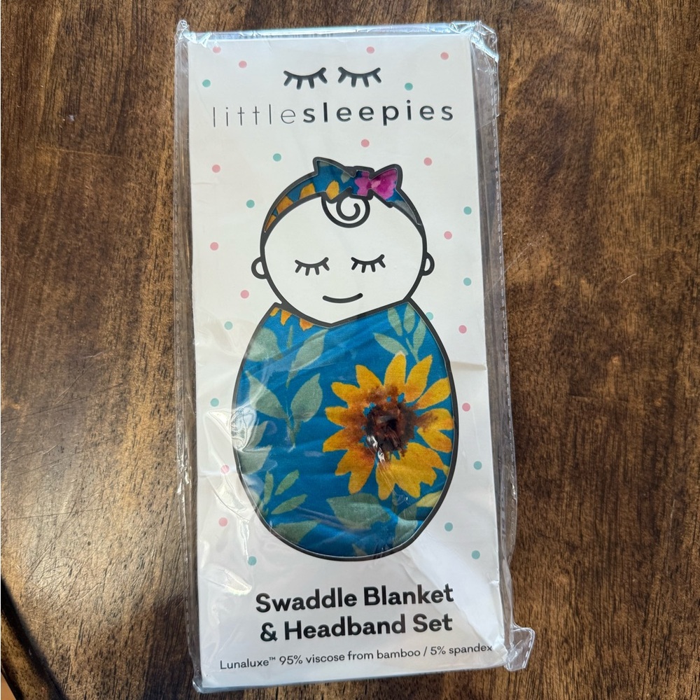 Little Sleepies Sunflower Swaddle Set - Blue and Yellow